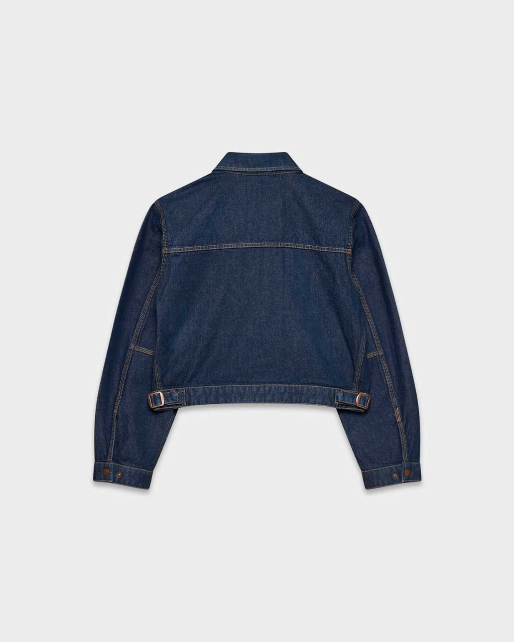 Cropped Zip-Up Workwear Jacket with Corduroy Collar