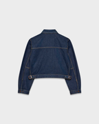 Cropped Zip-Up Workwear Jacket with Corduroy Collar