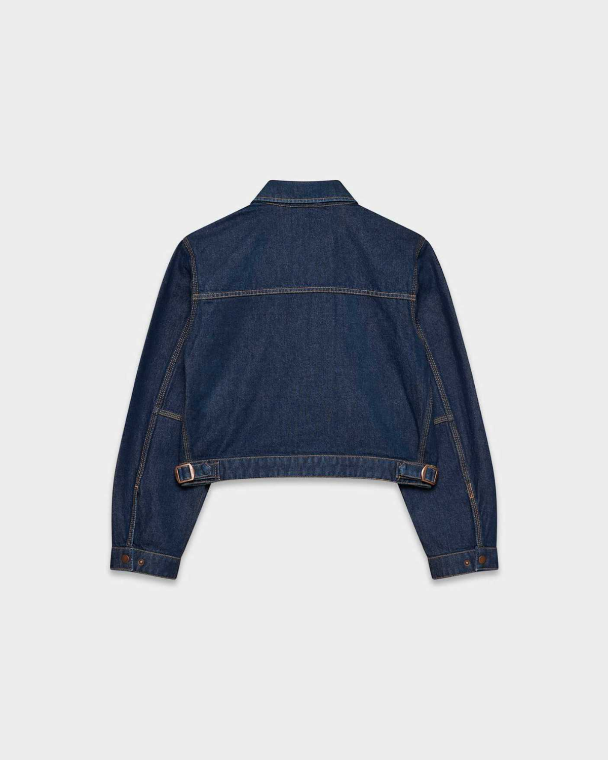 Cropped Zip-Up Workwear Jacket with Corduroy Collar