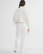 Cropped Zip-Up Workwear Jacket with Corduroy Collar