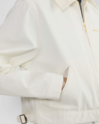 Cropped Zip-Up Workwear Jacket with Corduroy Collar