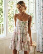 Sunkissed Floral Tie-Strap Tiered Mini Dress