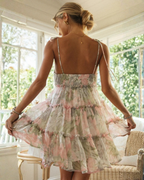 Sunkissed Floral Tie-Strap Tiered Mini Dress