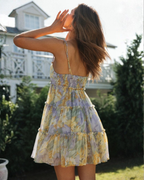 Sunkissed Floral Tie-Strap Tiered Mini Dress