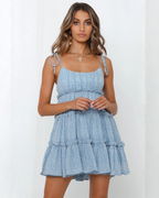 Sunkissed Floral Tie-Strap Tiered Mini Dress