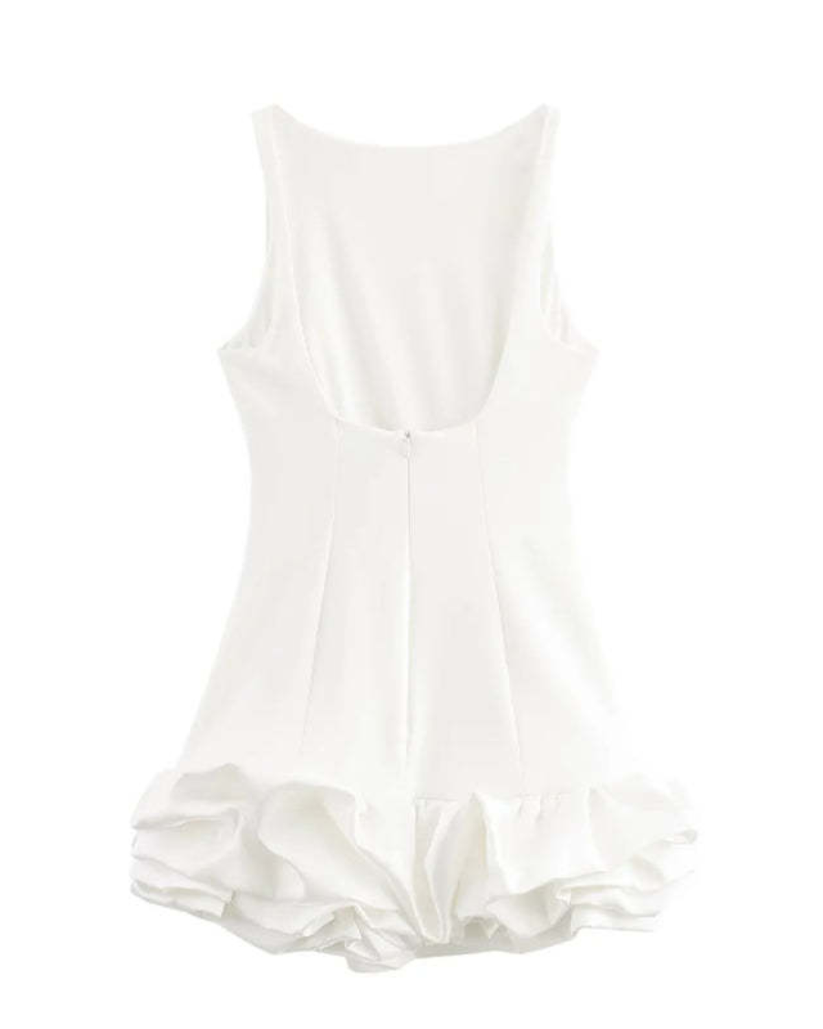 Sculptural Open-Back Bubble Hem Mini Dress