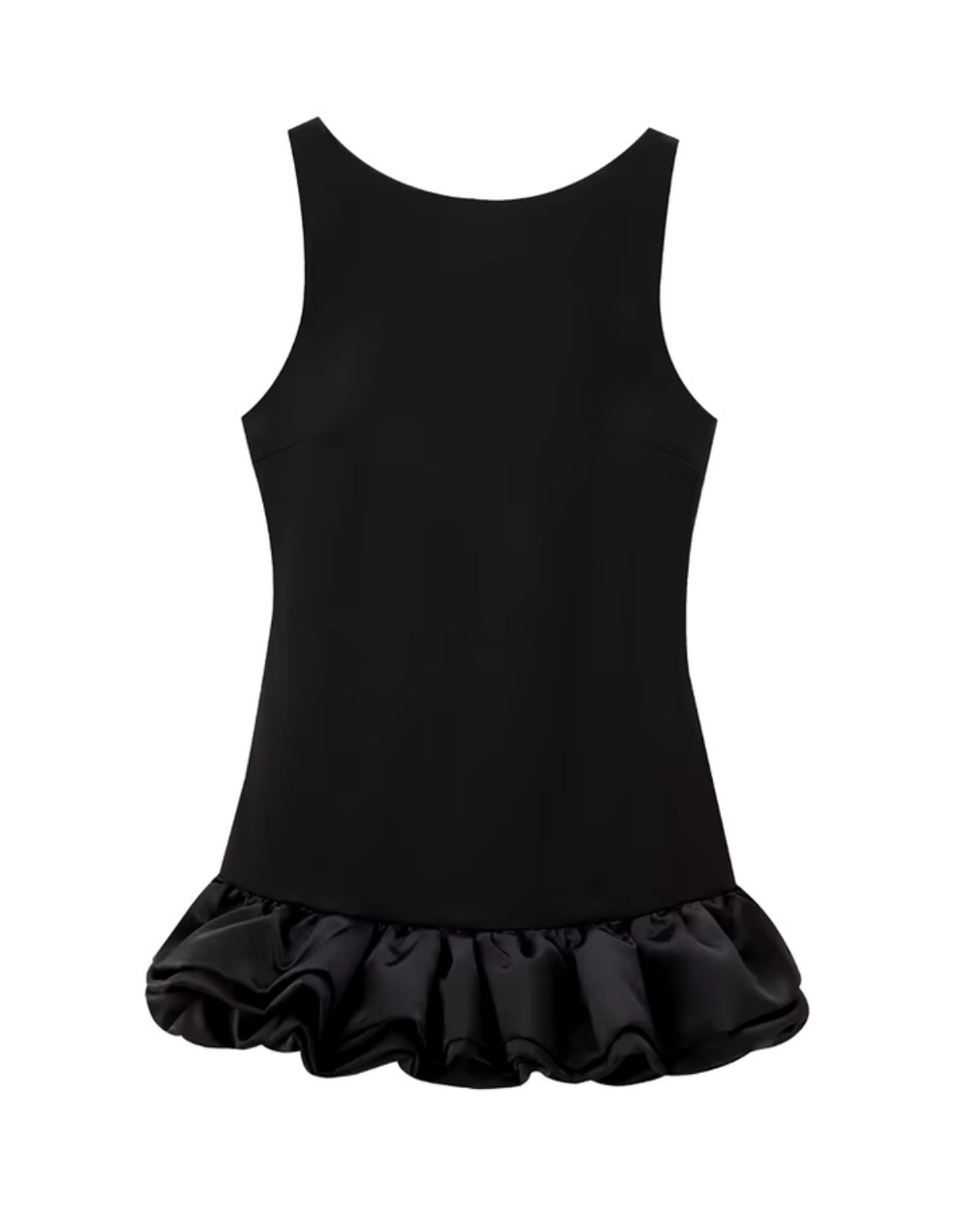 Sculptural Open-Back Bubble Hem Mini Dress