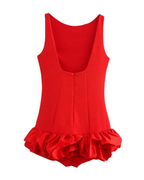 Sculptural Open-Back Bubble Hem Mini Dress