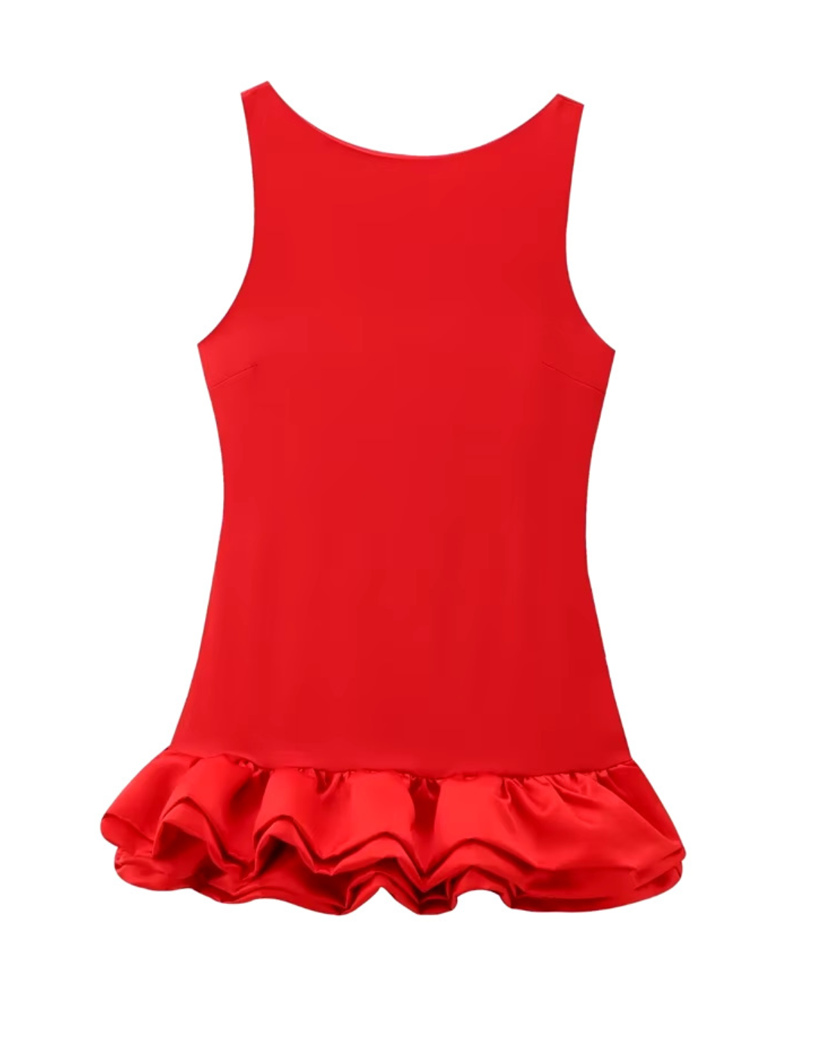 Sculptural Open-Back Bubble Hem Mini Dress