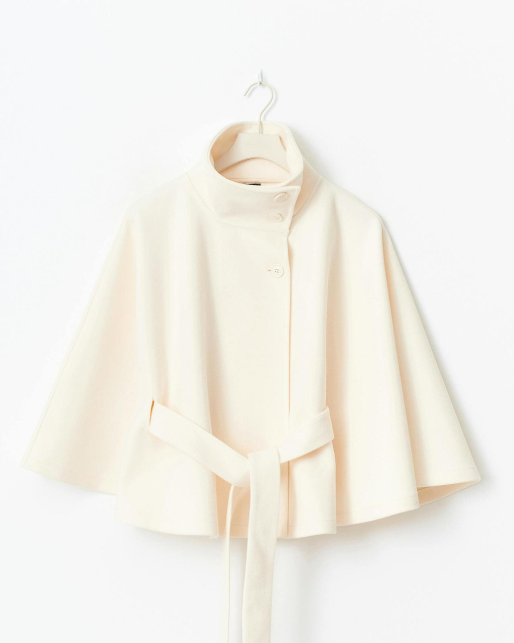 Sophisticated High-Neck Tie-Waist Cape Coat