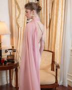 One-Shoulder Scarf Detail Open-Back Maxi Dress