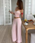 Soft Lace-Trim Cami & Wide Leg Loungewear Set