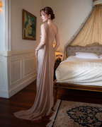 One-Shoulder Scarf Detail Open-Back Maxi Dress