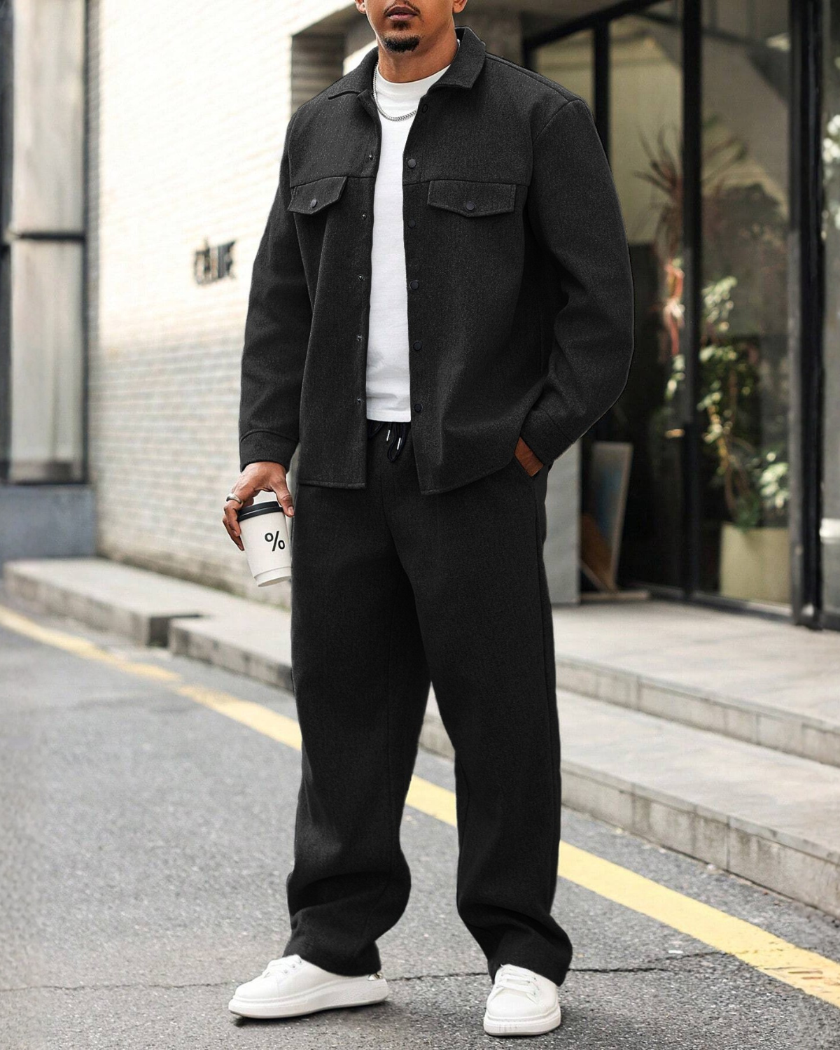 Cedric Melange Oversized Overshirt & Trouser Set