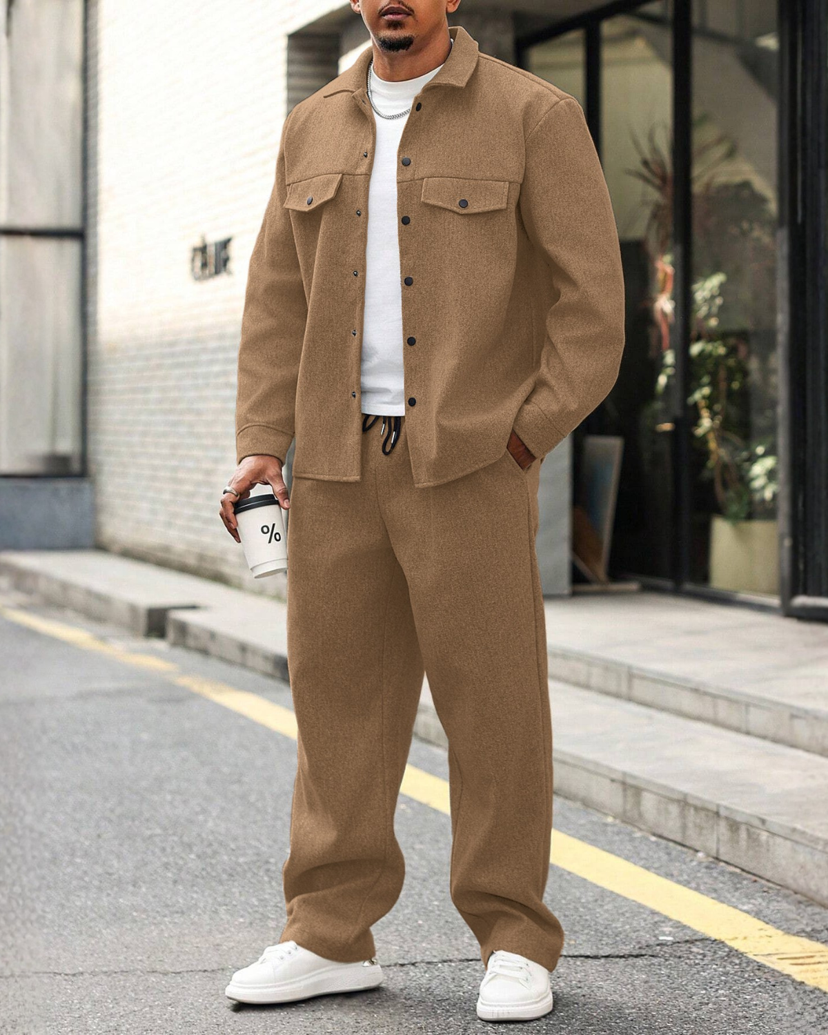 Cedric Melange Oversized Overshirt & Trouser Set