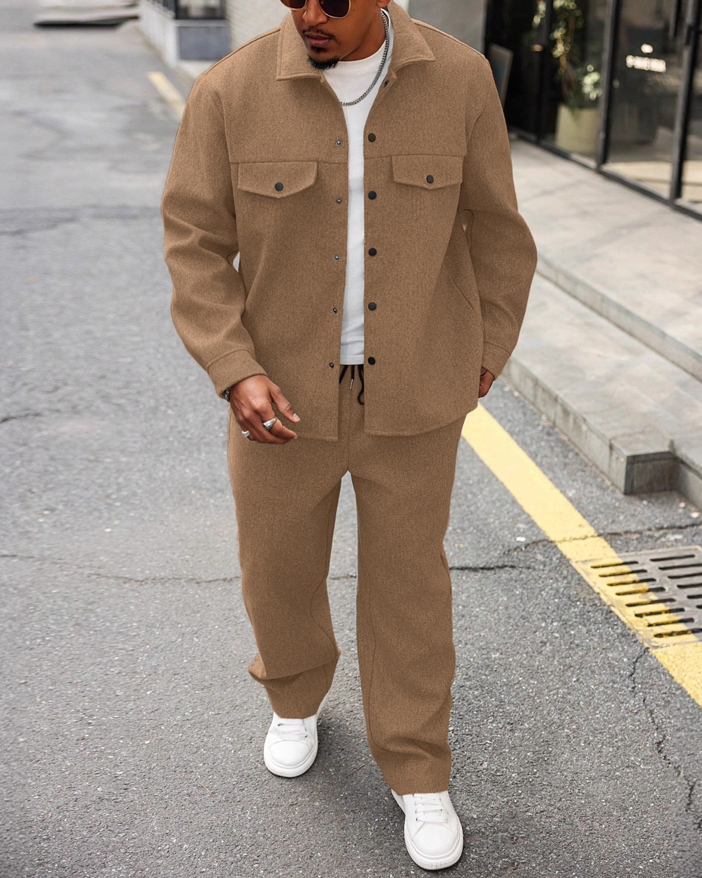 Cedric Melange Oversized Overshirt & Trouser Set