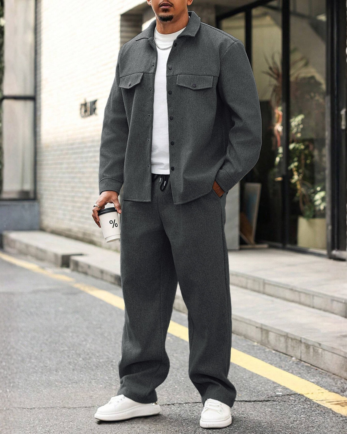Cedric Melange Oversized Overshirt & Trouser Set