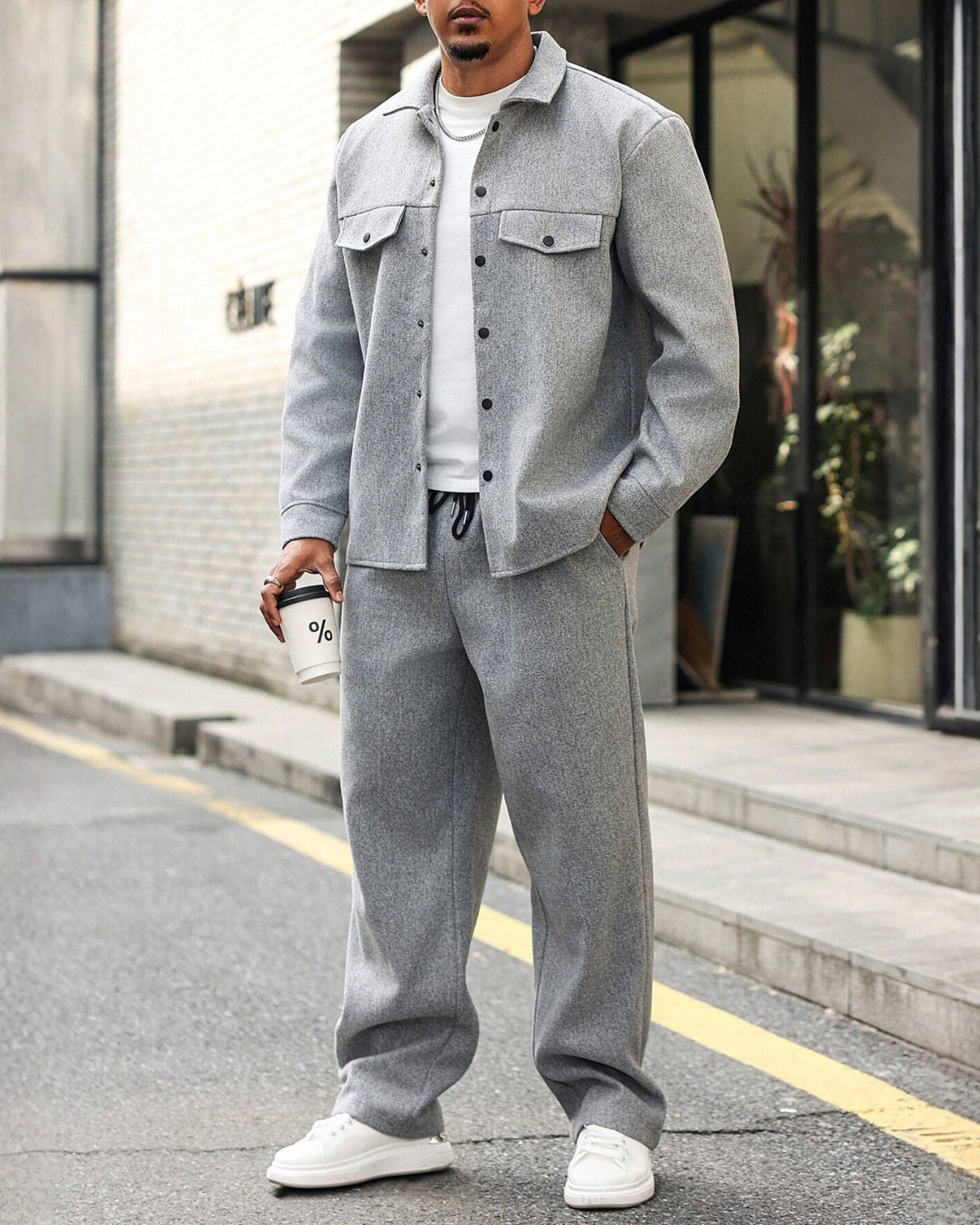 Cedric Melange Oversized Overshirt & Trouser Set