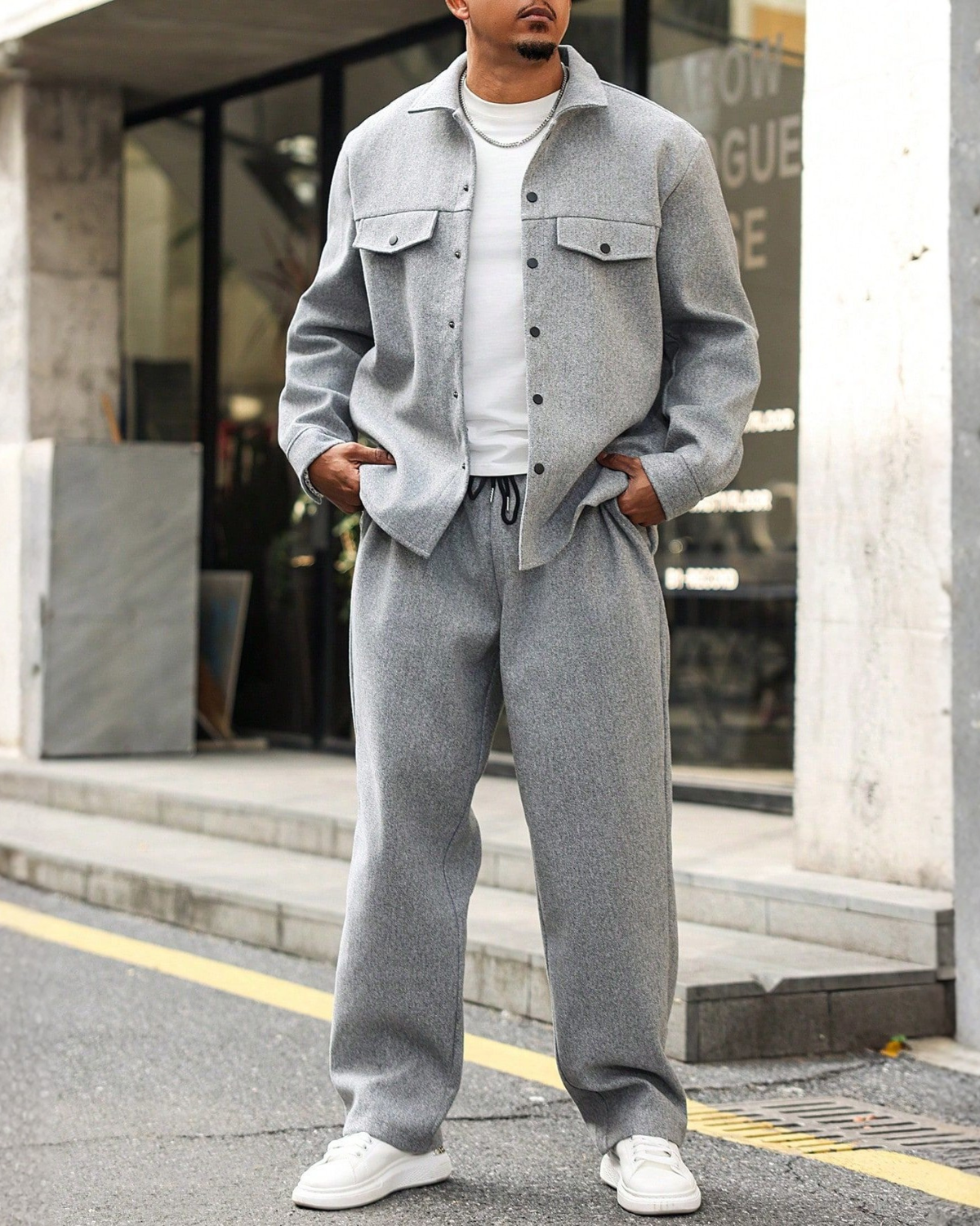 Cedric Melange Oversized Overshirt & Trouser Set