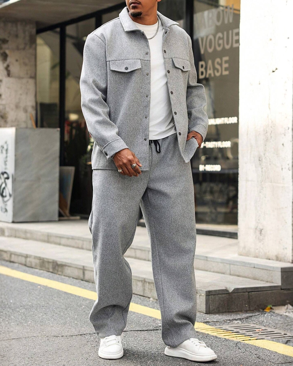 Cedric Melange Oversized Overshirt & Trouser Set