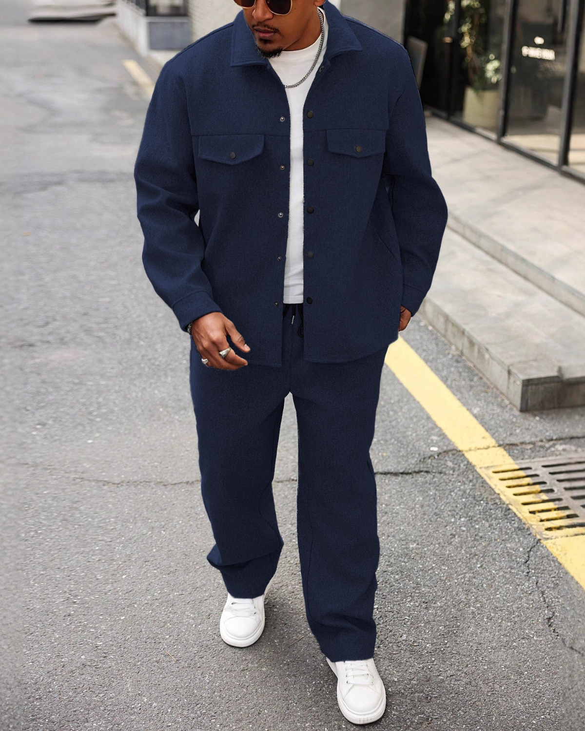 Cedric Melange Oversized Overshirt & Trouser Set