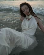 Pearl-Embellished Open-Back Satin Halter Maxi Dress