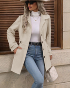 Timeless Elegance Button-Down Lapel Mid-Length Coat