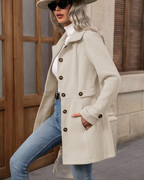 Timeless Elegance Button-Down Lapel Mid-Length Coat