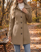 Timeless Elegance Button-Down Lapel Mid-Length Coat
