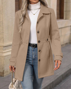 Timeless Elegance Button-Down Lapel Mid-Length Coat