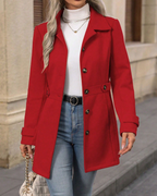 Timeless Elegance Button-Down Lapel Mid-Length Coat