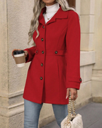 Timeless Elegance Button-Down Lapel Mid-Length Coat