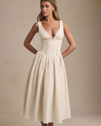 Romantic Eyelet Lace Corset Midi Dress