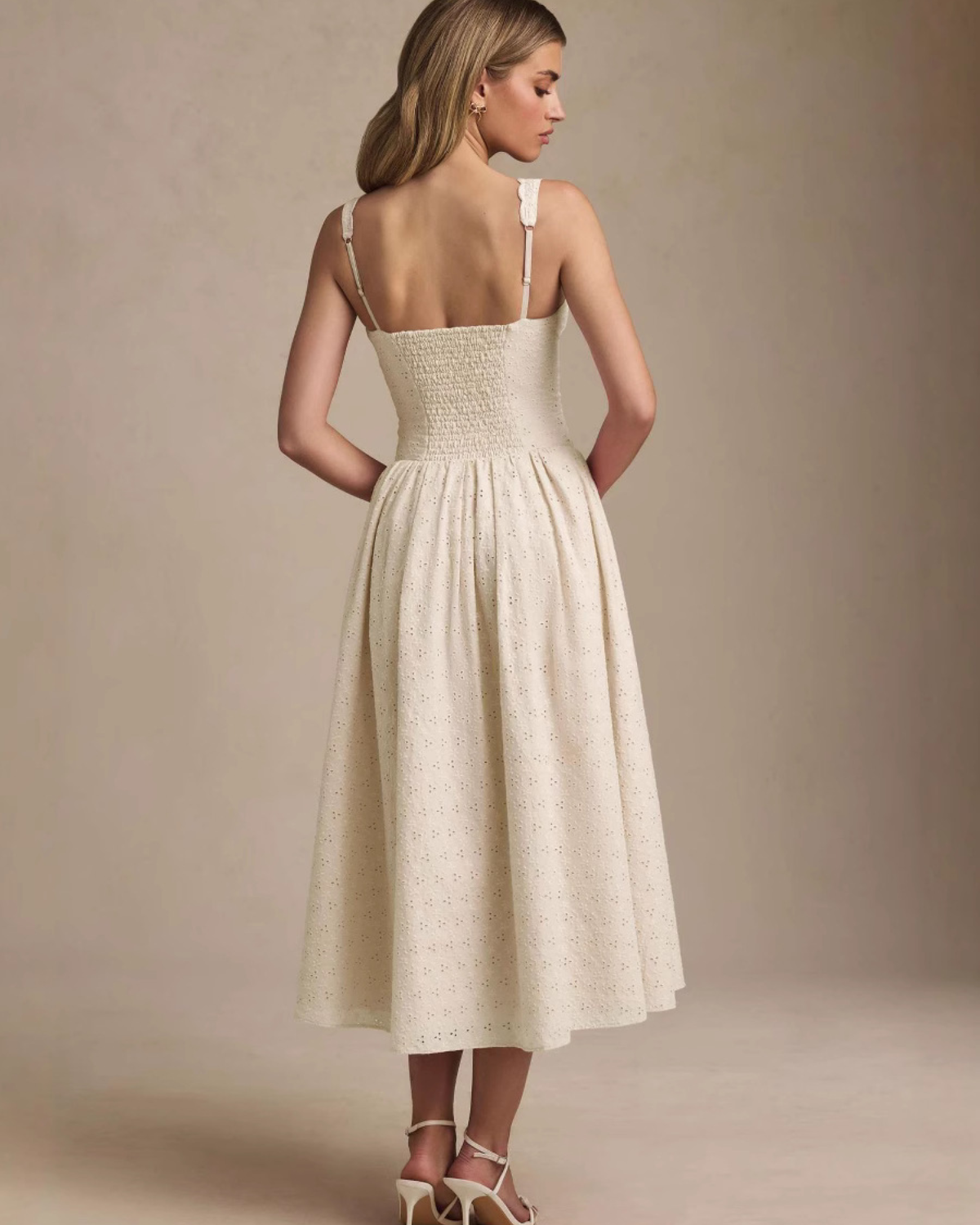 Romantic Eyelet Lace Corset Midi Dress