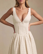 Romantic Eyelet Lace Corset Midi Dress