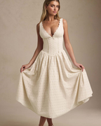 Romantic Eyelet Lace Corset Midi Dress