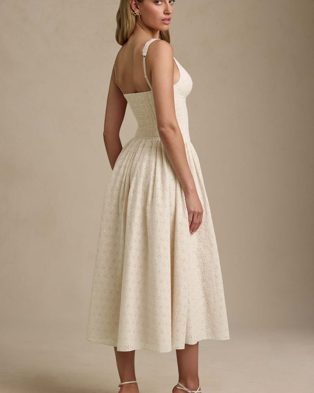 Romantic Eyelet Lace Corset Midi Dress