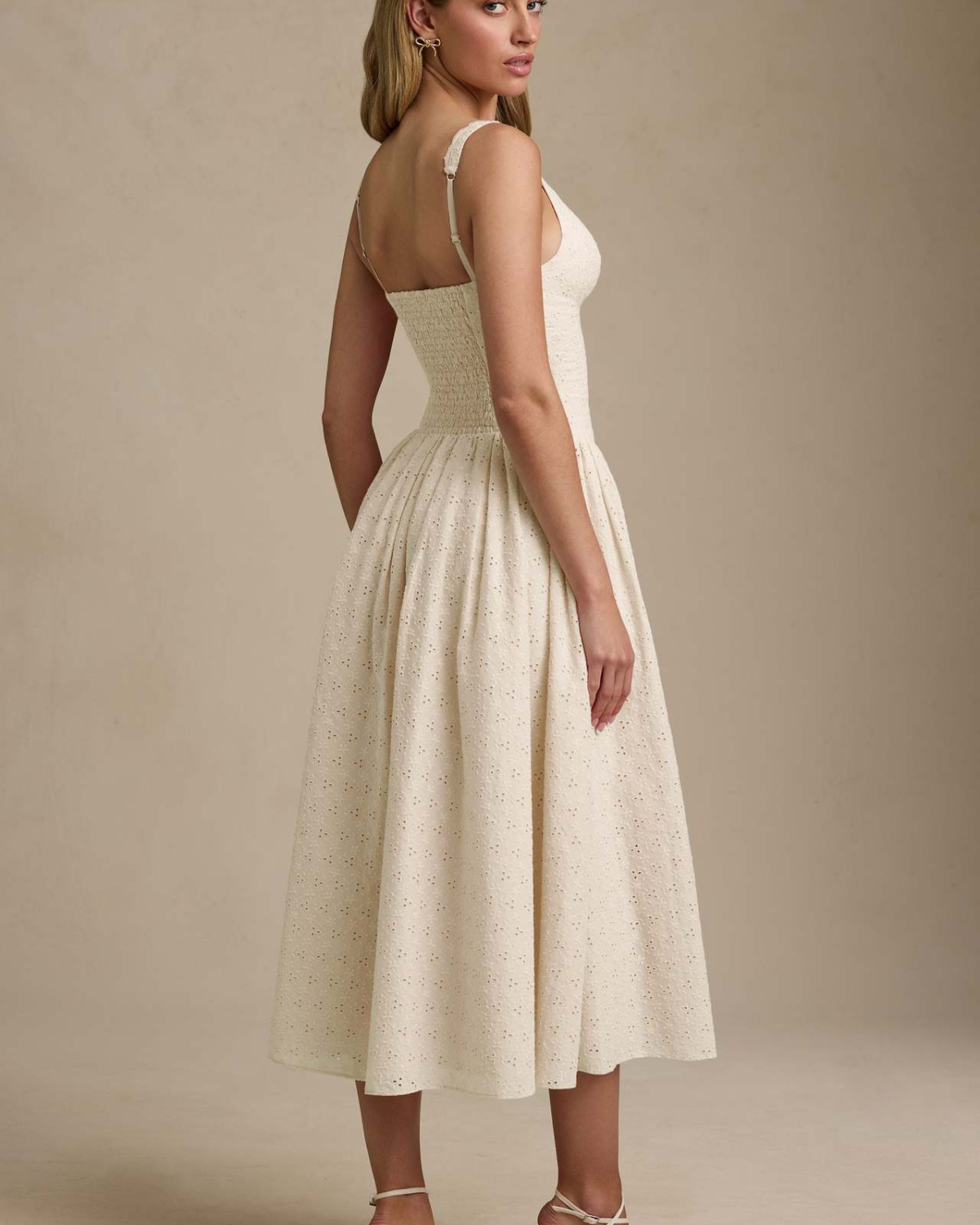 Romantic Eyelet Lace Corset Midi Dress