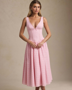 Romantic Eyelet Lace Corset Midi Dress