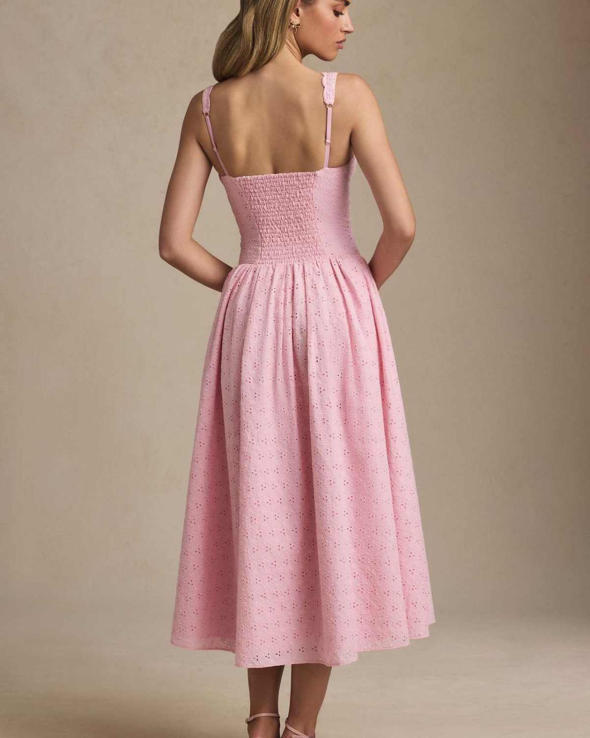 Romantic Eyelet Lace Corset Midi Dress