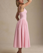 Romantic Eyelet Lace Corset Midi Dress