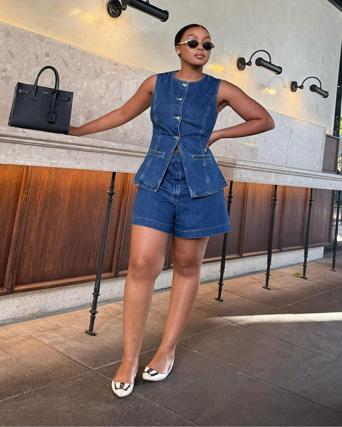 Tailored Denim Vest & Shorts Co-ord Set