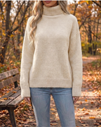 Cozy Chic Ribbed Turtleneck Knit Pullover