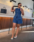 Tailored Denim Vest & Shorts Co-ord Set