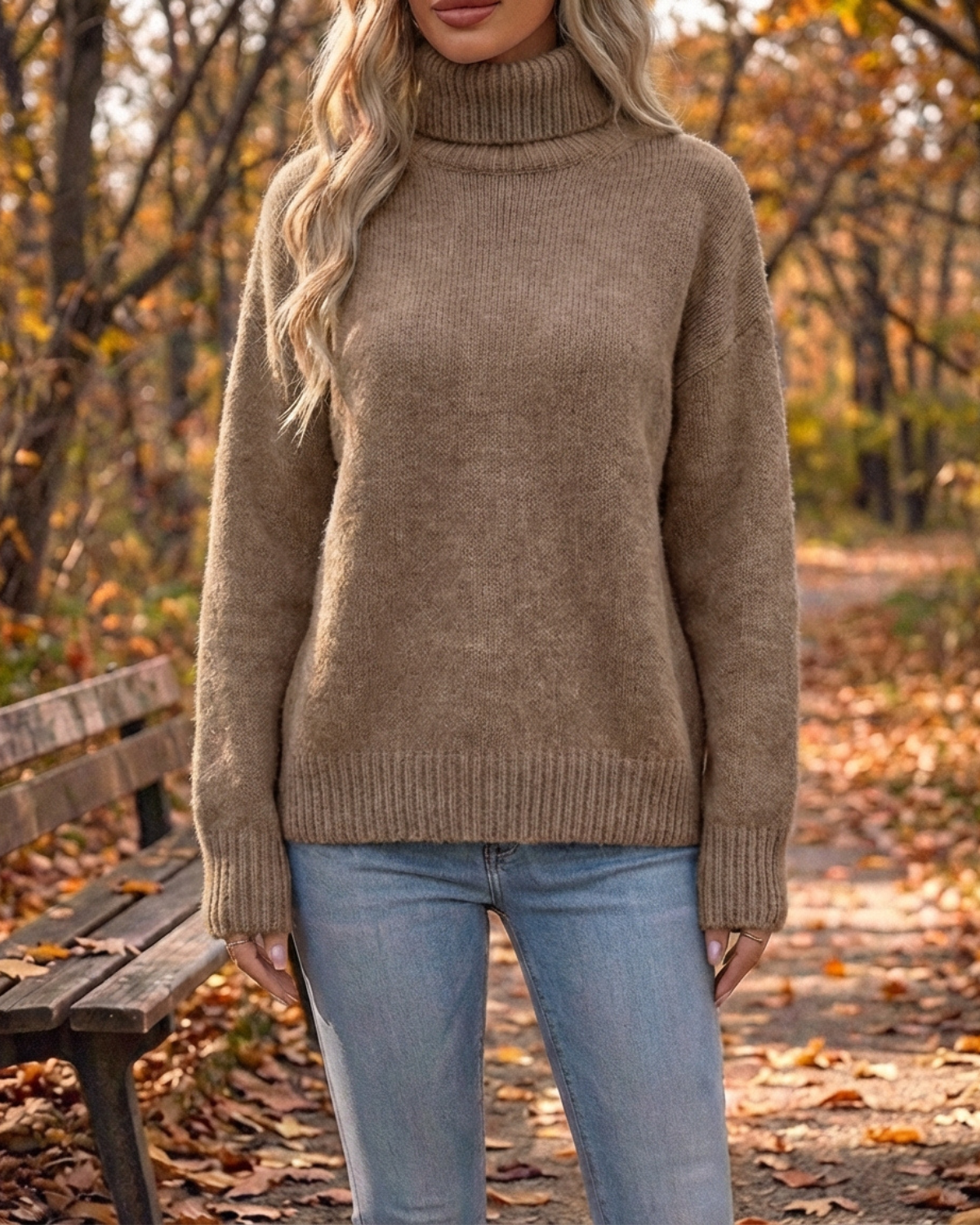 Cozy Chic Ribbed Turtleneck Knit Pullover